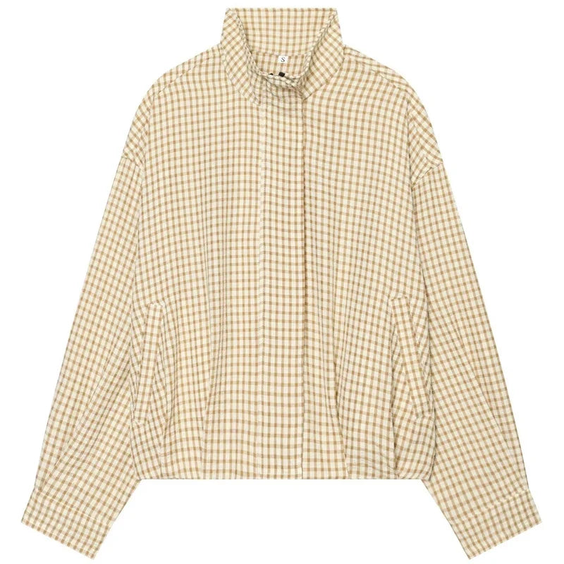 Cropped Gingham Check Shacket