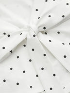 Polka Dot Boat-Neck Tie-Back Crop Top