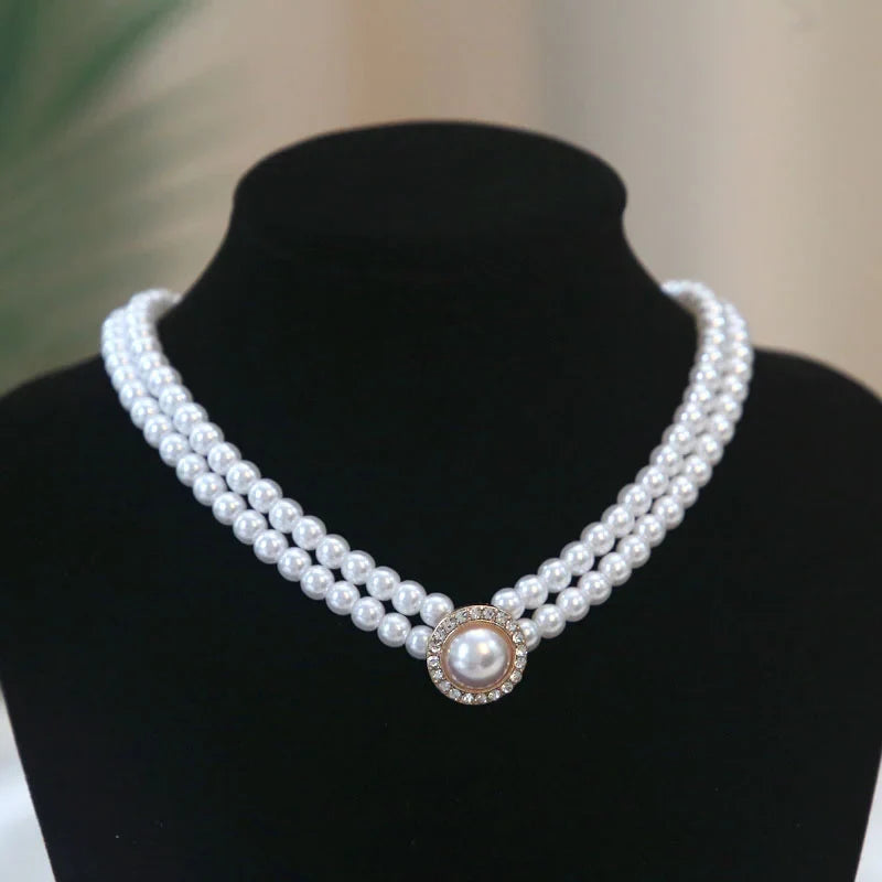 Pearl-Style Zircon Pendant Necklace