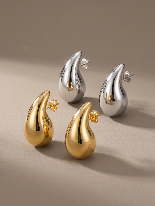 Chunky Dome Teardrop Earrings