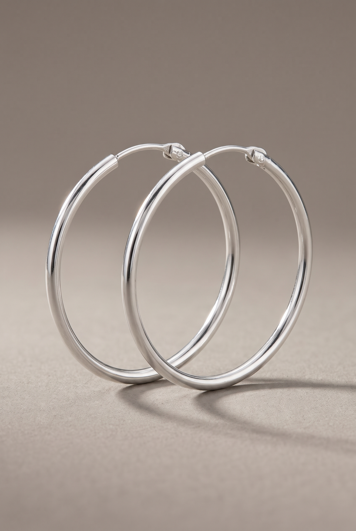 DropIQ thin 30 mm silver-tone hoop earrings